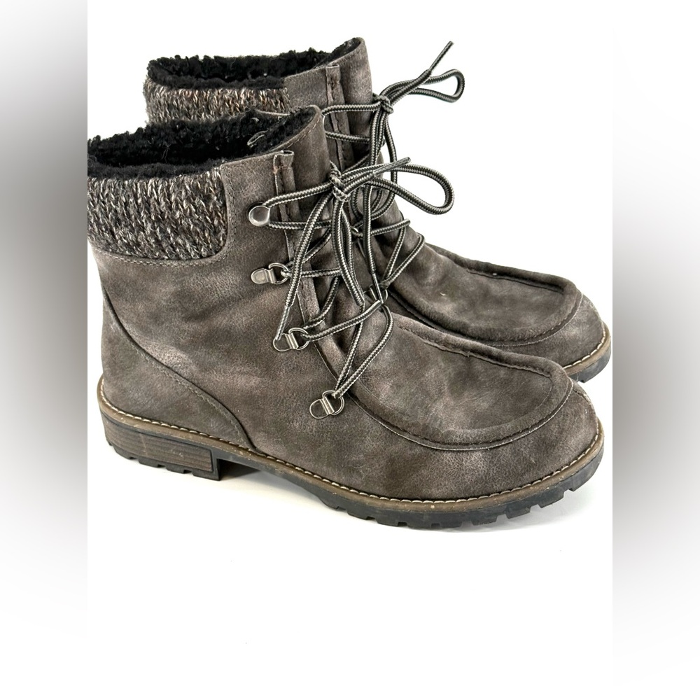 Women's Gray Lace-Up Ankle Boots